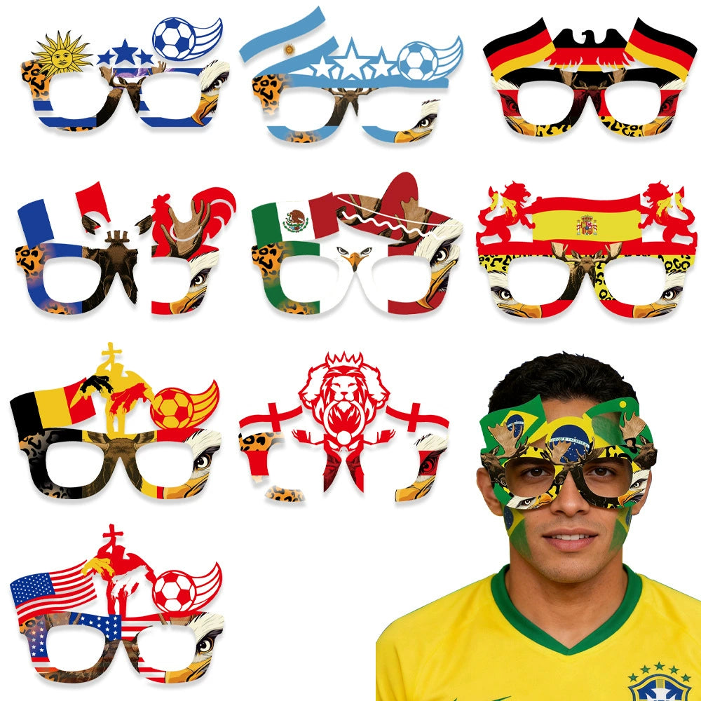 World Cup flag glasses, fan cheering props, football match decorations, mascot glasses frames
