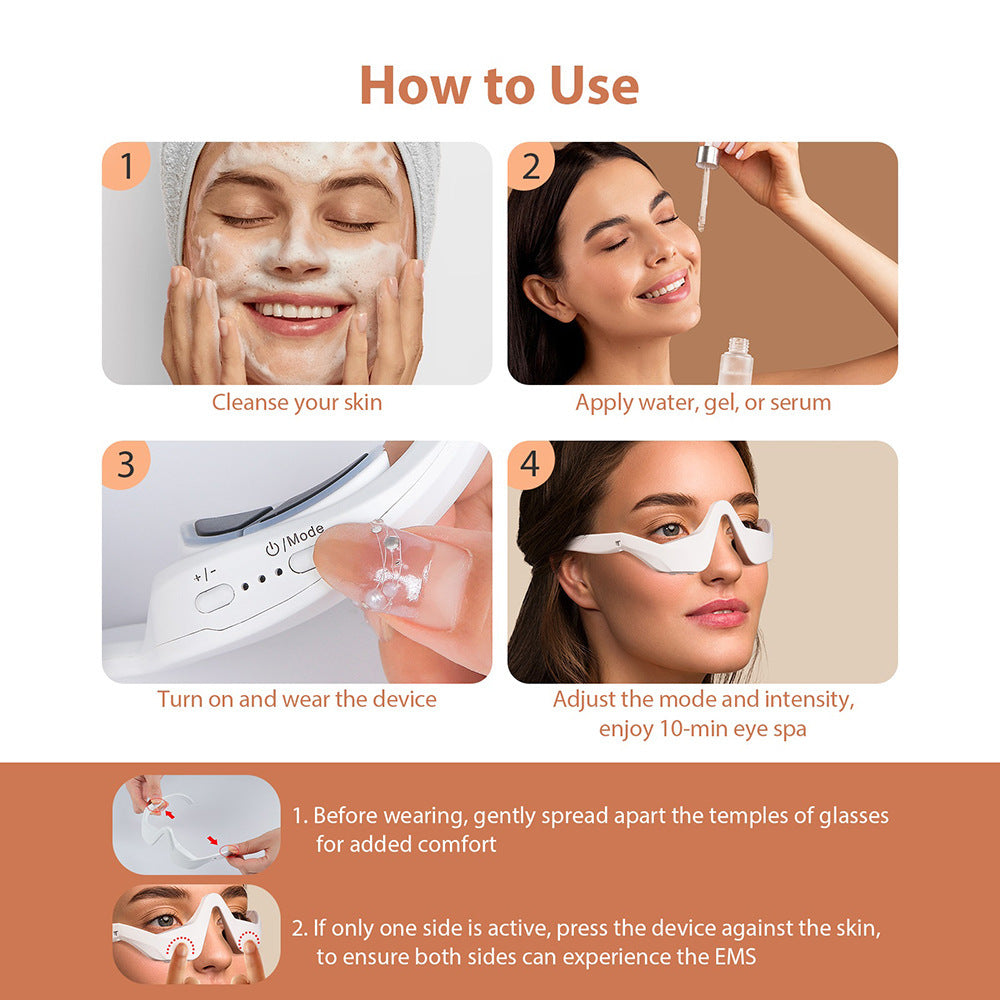 Microcurrent eye massager, eye beauty device, eye cream import device
