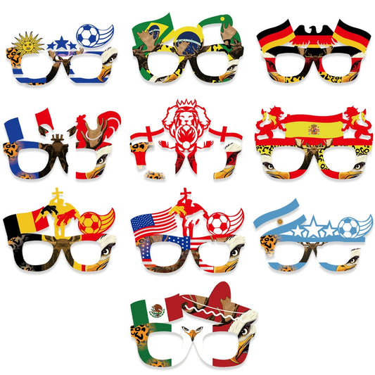 World Cup flag glasses, fan cheering props, football match decorations, mascot glasses frames