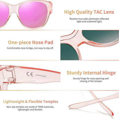 Fit-Over Prescription Sunglasses, Oversized Square Full-Rim Plastic Frames, UV400 Protection, Trendy Stylish Women's Unisex Fashion Accessory, Single Pair summerwins