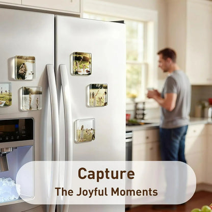 DIY Fridge Magnet Kit- Clear Acrylic DIY Fridge Magnet Set with Adhesive Backing – Square Magnetic Photo Frames with Stunning 3D Effect 💕