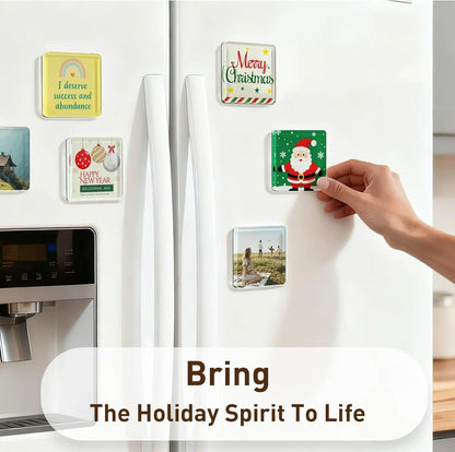 DIY Fridge Magnet Kit- Clear Acrylic DIY Fridge Magnet Set with Adhesive Backing – Square Magnetic Photo Frames with Stunning 3D Effect 💕