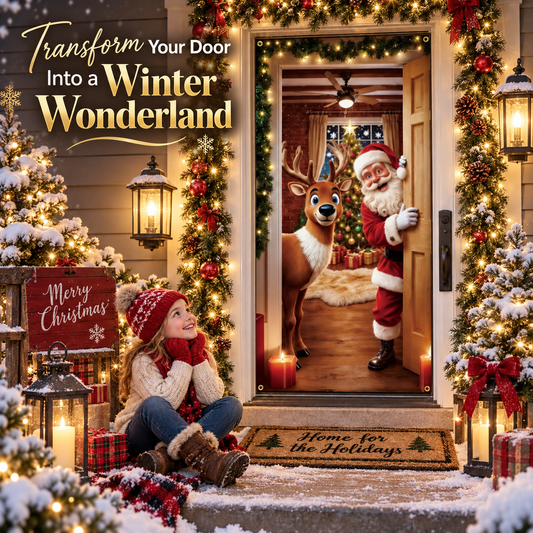 🎄 Christmas Door Cover – Festive Holiday Door Decoration