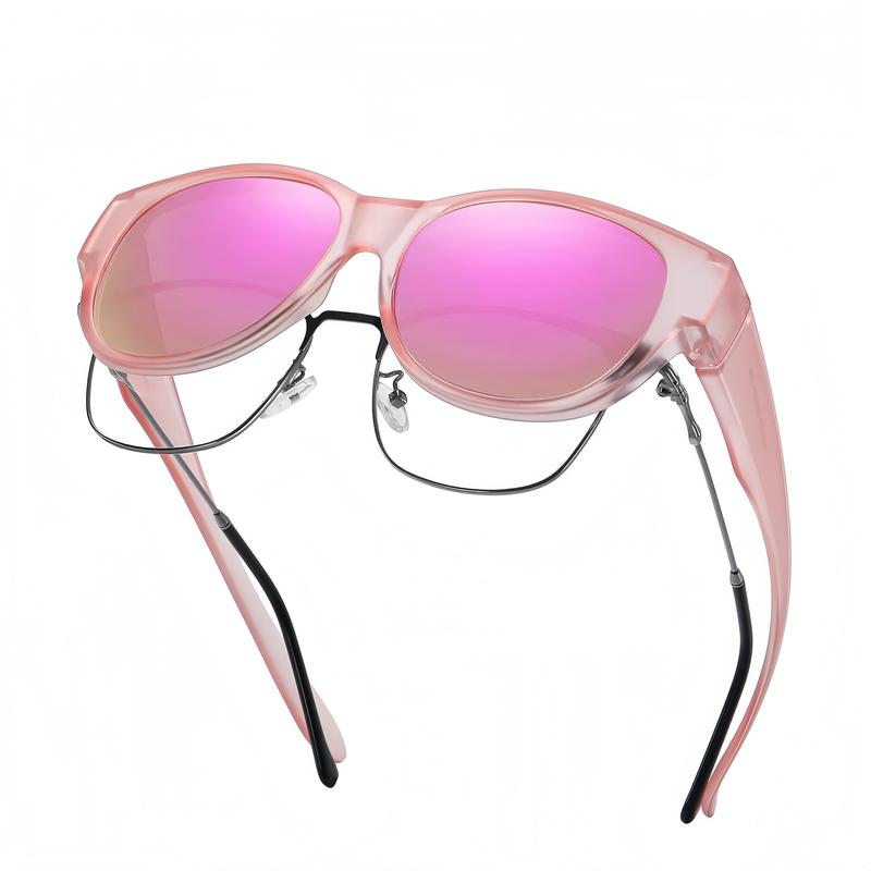 Fit-Over Prescription Sunglasses, Oversized Square Full-Rim Plastic Frames, UV400 Protection, Trendy Stylish Women's Unisex Fashion Accessory, Single Pair summerwins