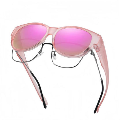 Fit-Over Prescription Sunglasses, Oversized Square Full-Rim Plastic Frames, UV400 Protection, Trendy Stylish Women's Unisex Fashion Accessory, Single Pair summerwins