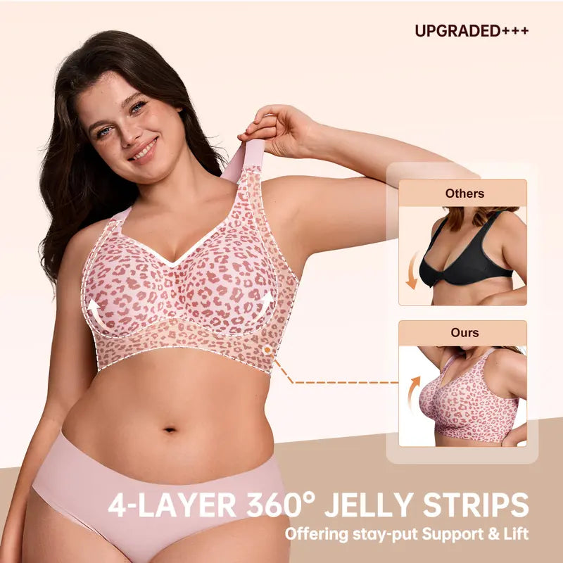 Women Jelly Bras Wirefree Full Coverage No Underwire Everyday Bras Comfortable Wireless Padded Tshirt Bra