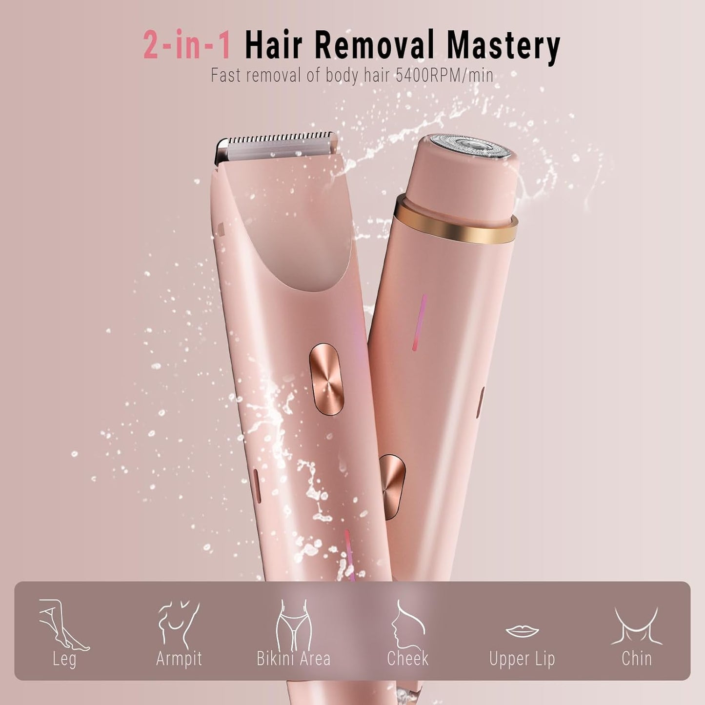 🔥Limited Time 49% Off🔥Bikini Trimmer for Women, Electric Shaver and Razor Rechargeable 2-in-1 Body and Facial Epilator